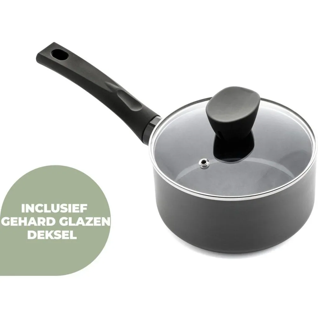Cooking pot with lid - 18 cm - Black