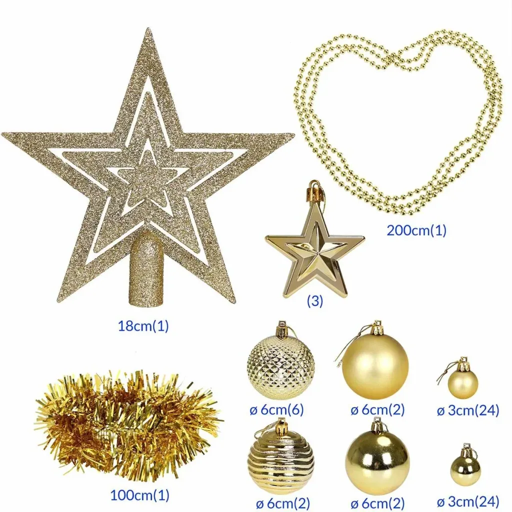 Christmas tree decorations - Christmas tree decorations - gold 66 pieces