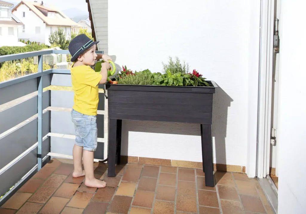 Balcony raised bed Urban Set including cultivation hood