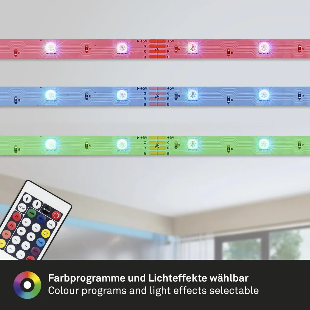 RGB LED flex strip digital, 5m, 150 RGB LEDs, 24 watts, remote control""
