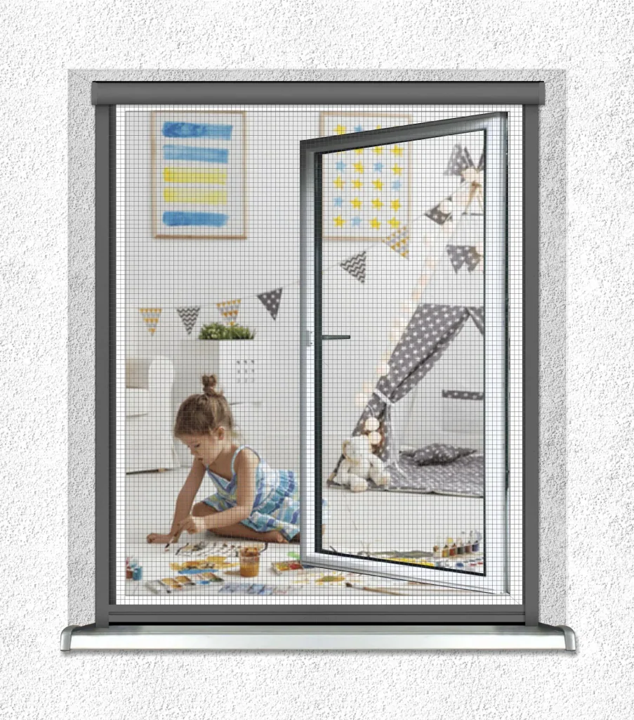 Insect screen roller blind for windows, 130 x 160 cm in anthracite