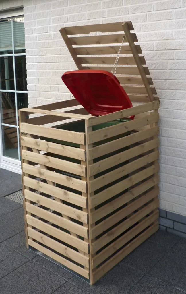 Garbage can box "Vario V" for 1 ton, natural