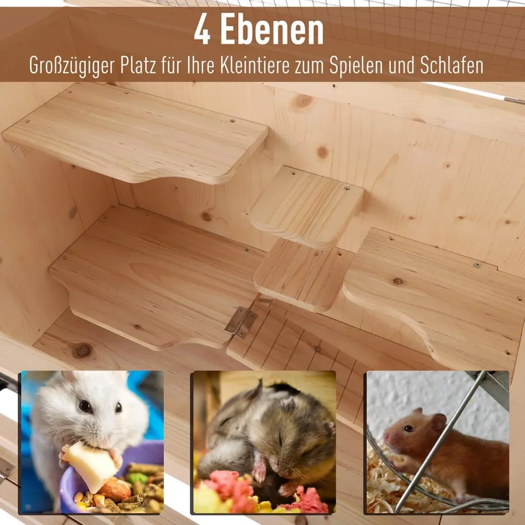 Hamster cage with natural storage area