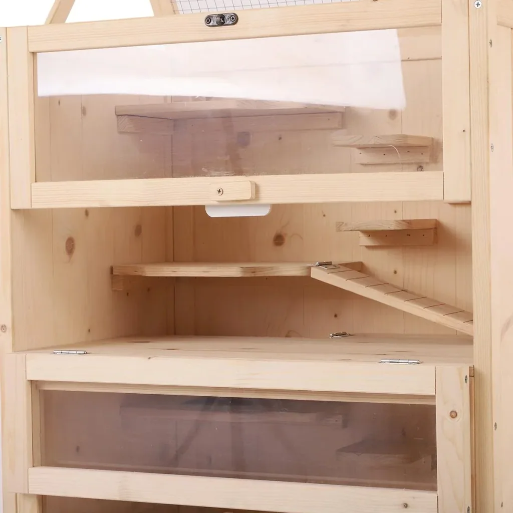 Hamster cage with natural storage area