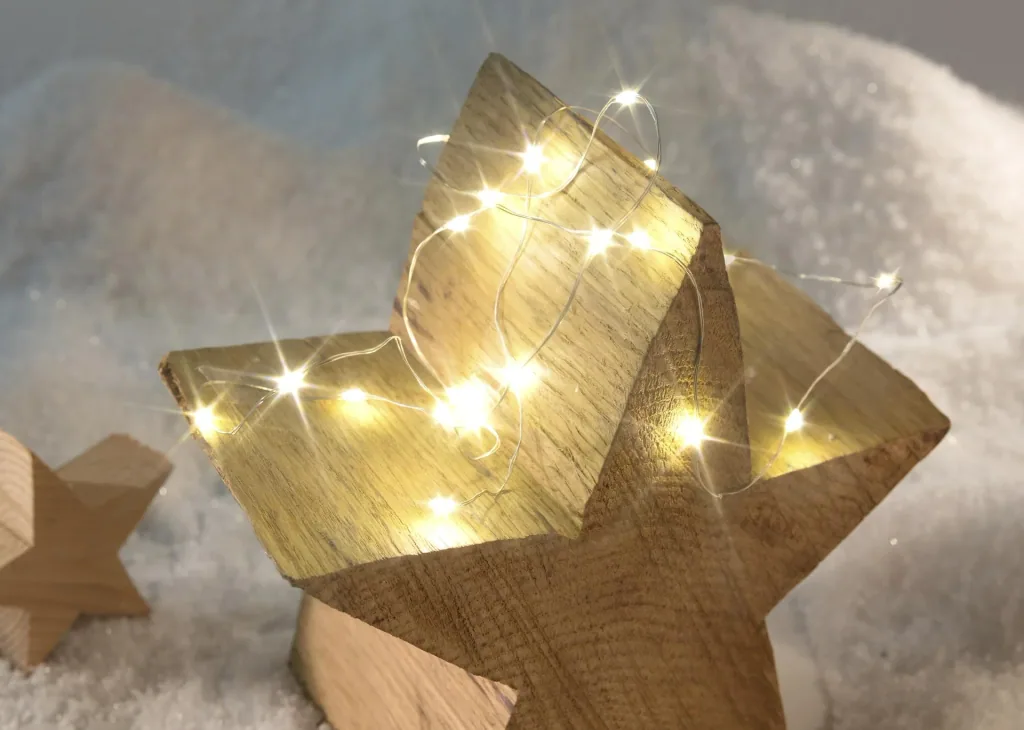 LED silver wire light chain with 20 warm white LEDs