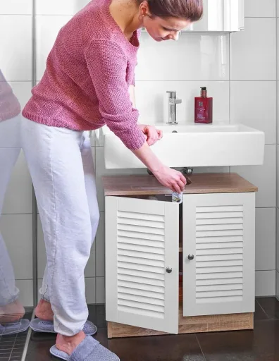 Vanity unit with recess 60 x 30 x 60cm white-brown