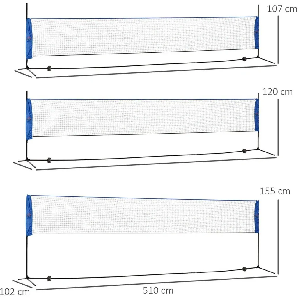 Badminton net - incl. bag - 510 x 102 x 155 cm