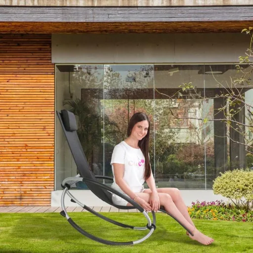 Foldable deck chair black