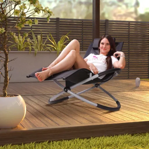 Foldable deck chair black