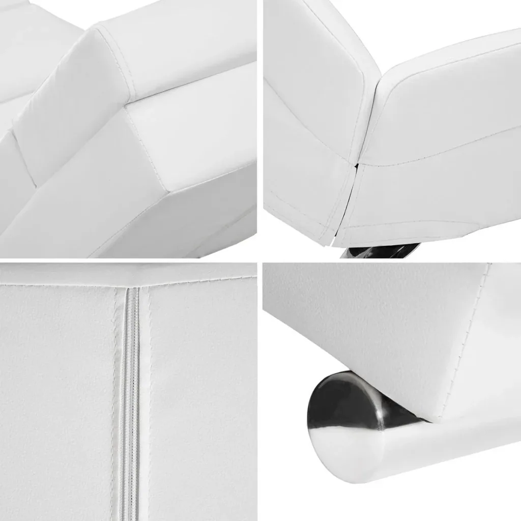 Relaxing lounger "London" white leather with chrome legs