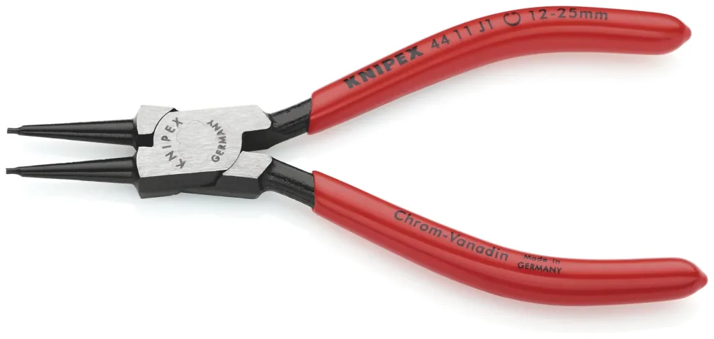 Retaining ring pliers for internal rings in bores, plastic coated, black atramentized, polished, 140 mm
