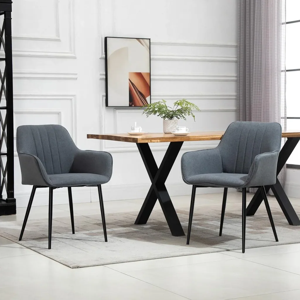 2-piece dining chairs dining chairs with breathable linen cover ergonomic kitchen chair with backrest armrest and