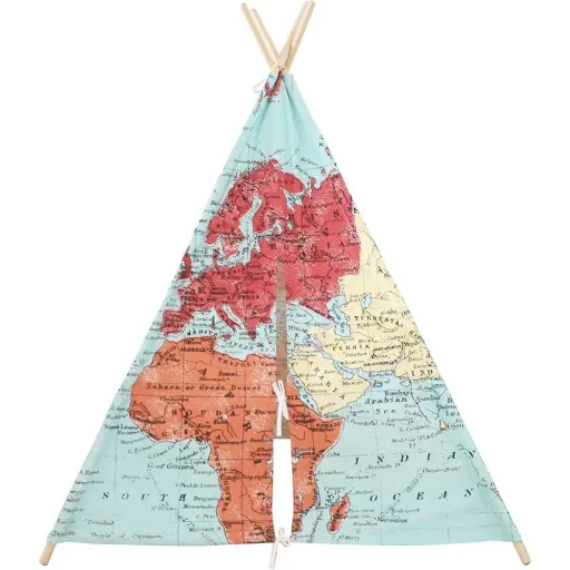 World map teepee tent multi colors