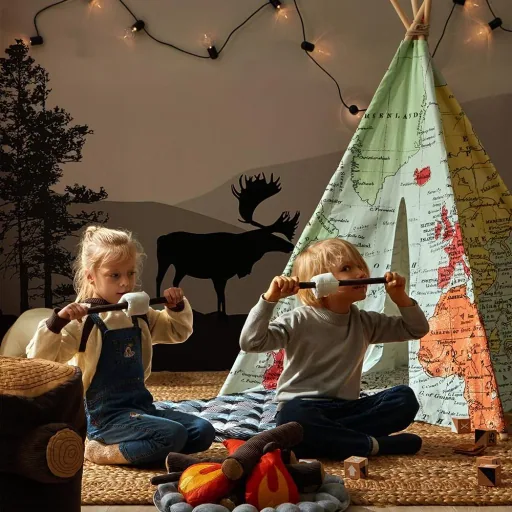 World map teepee tent multi colors
