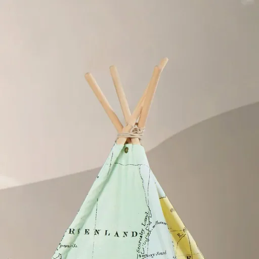 World map teepee tent multi colors
