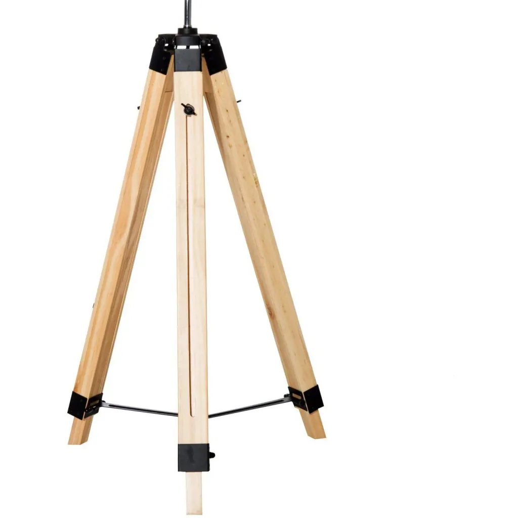 Floor lamp tripod height adjustable 99-143cm E27 pine beige