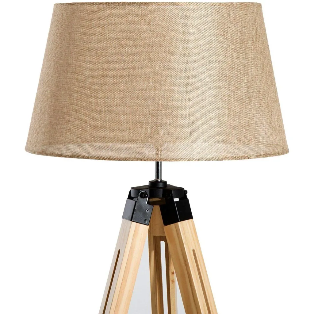 Floor lamp tripod height adjustable 99-143cm E27 pine beige