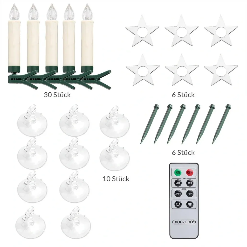 LED Christmas tree lights - Christmas tree decorations - candles - set of 30 warm white with remote control