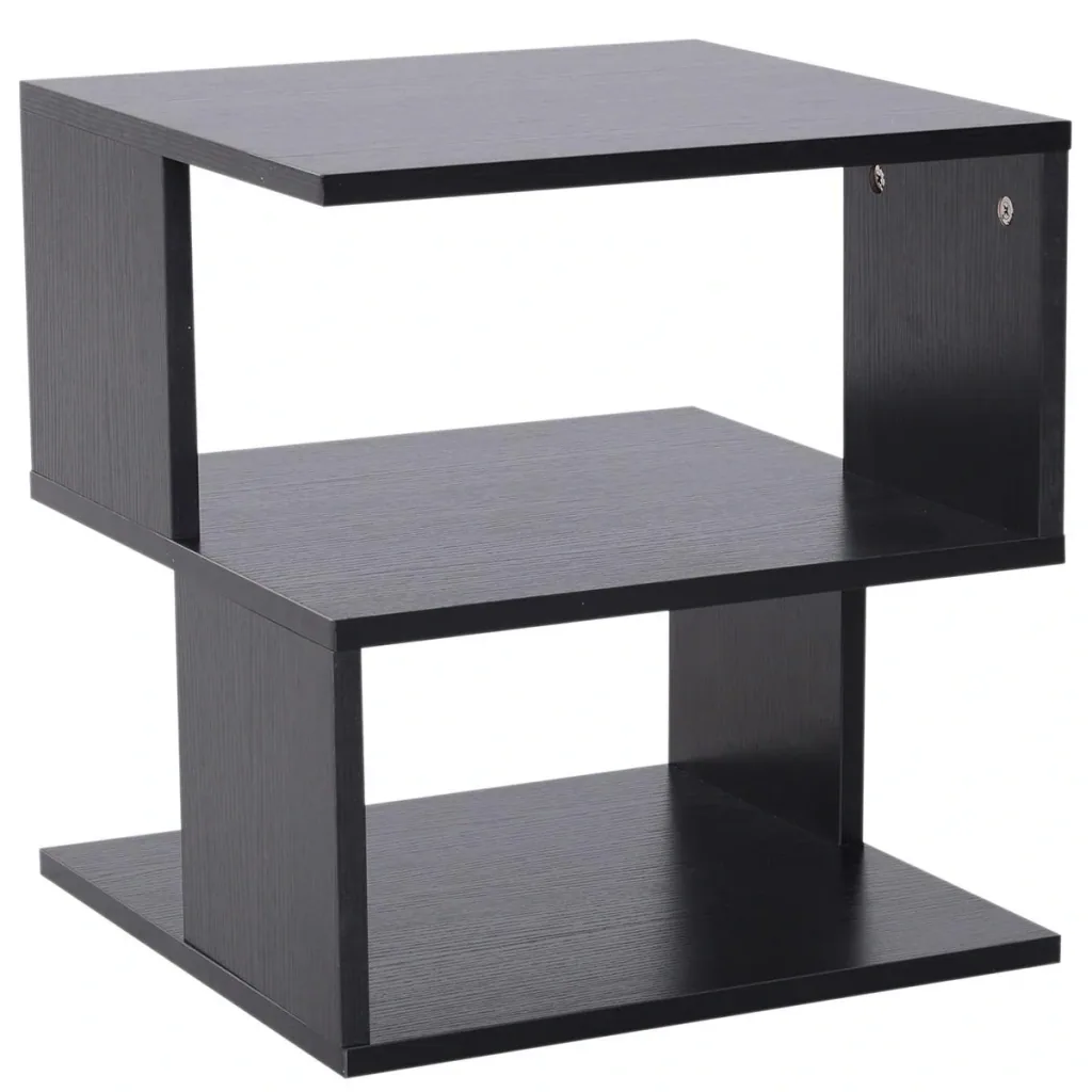 Side table bedside table with modern design, chipboard, black, 40x40x43 cm