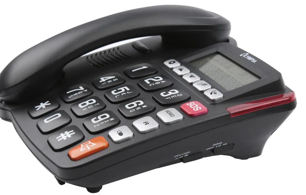 Large button telephone with extra large buttons and LCD display
