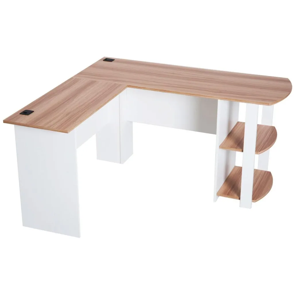 Corner desk with storage compartment, walnut L136 x W130 x H72 cm