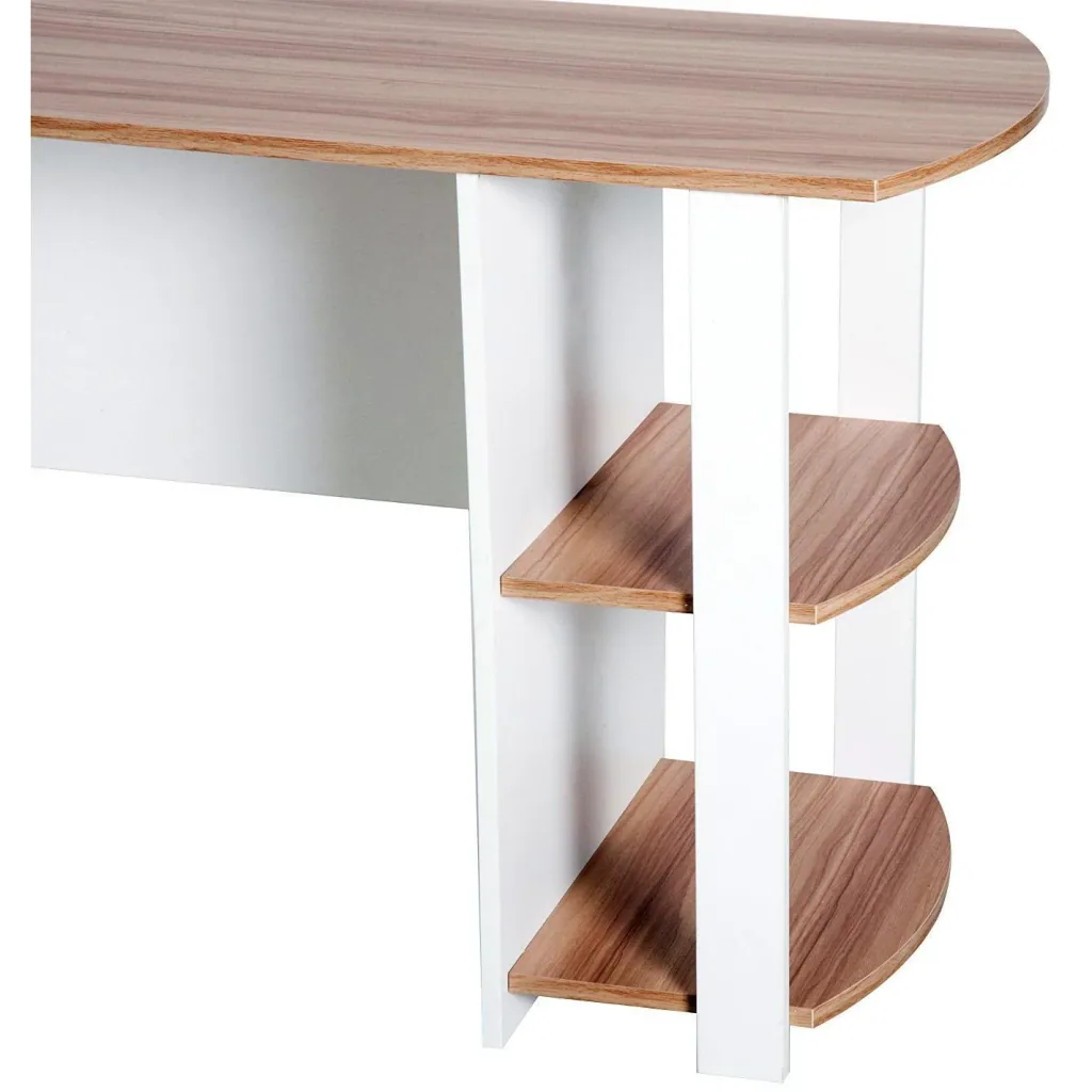 Corner desk with storage compartment, walnut L136 x W130 x H72 cm