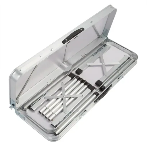 Camping bench 3 pieces gray aluminum foldable