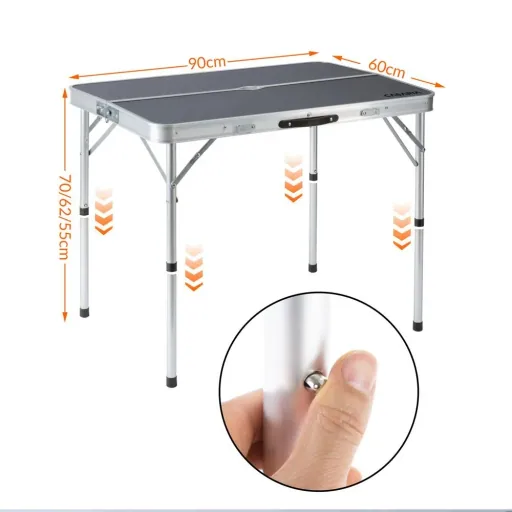 Camping bench 3 pieces gray aluminum foldable
