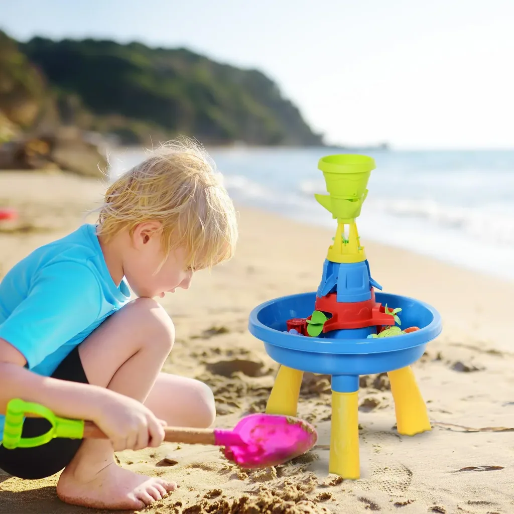 Children's sandpit table with 21-piece accessories