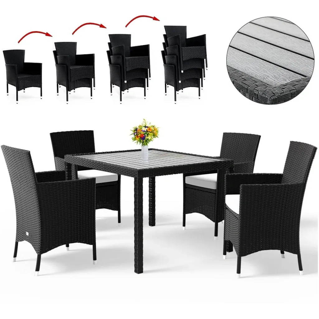 Garden set basket 9-piece and for 4 people