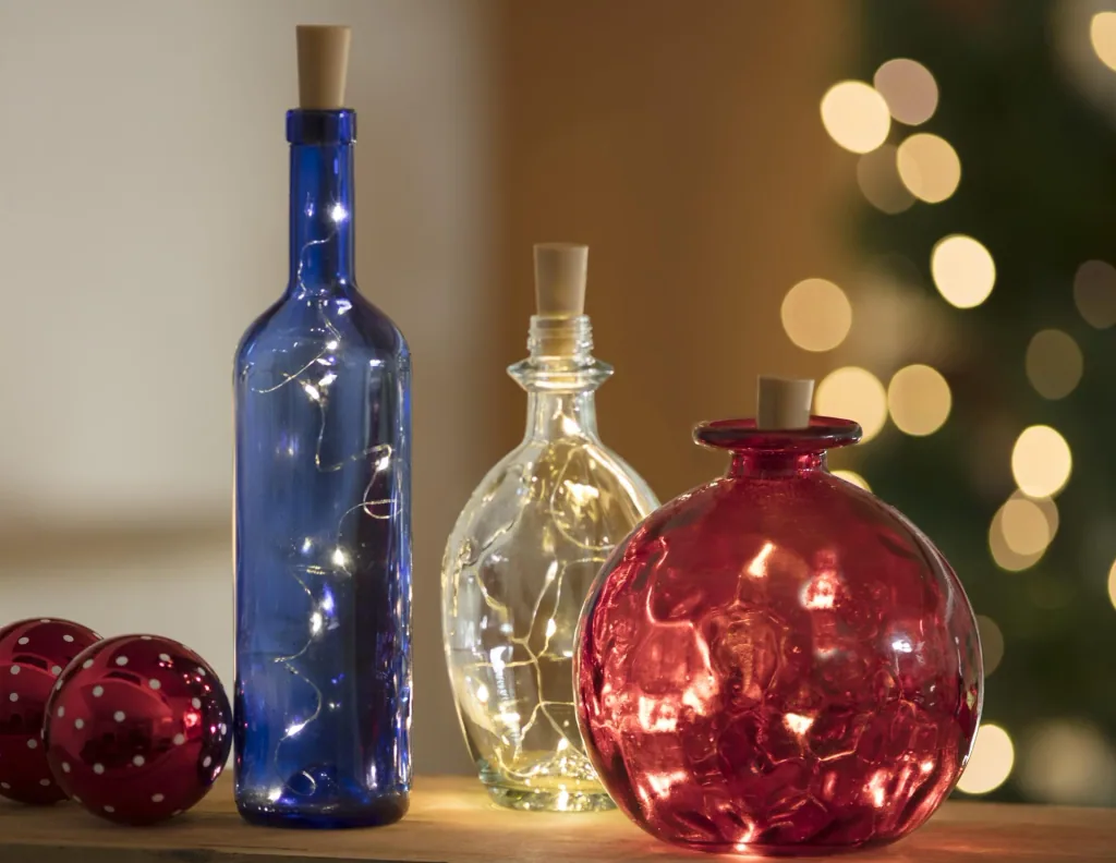 Bottle corks with illuminated LEDs - set of 3