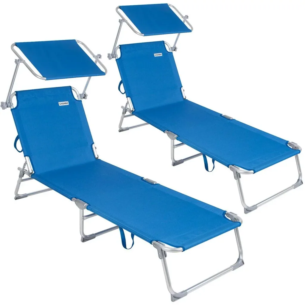 Ibiza Lounger - Set of 2 - Blue Aluminium - Includes Parasol