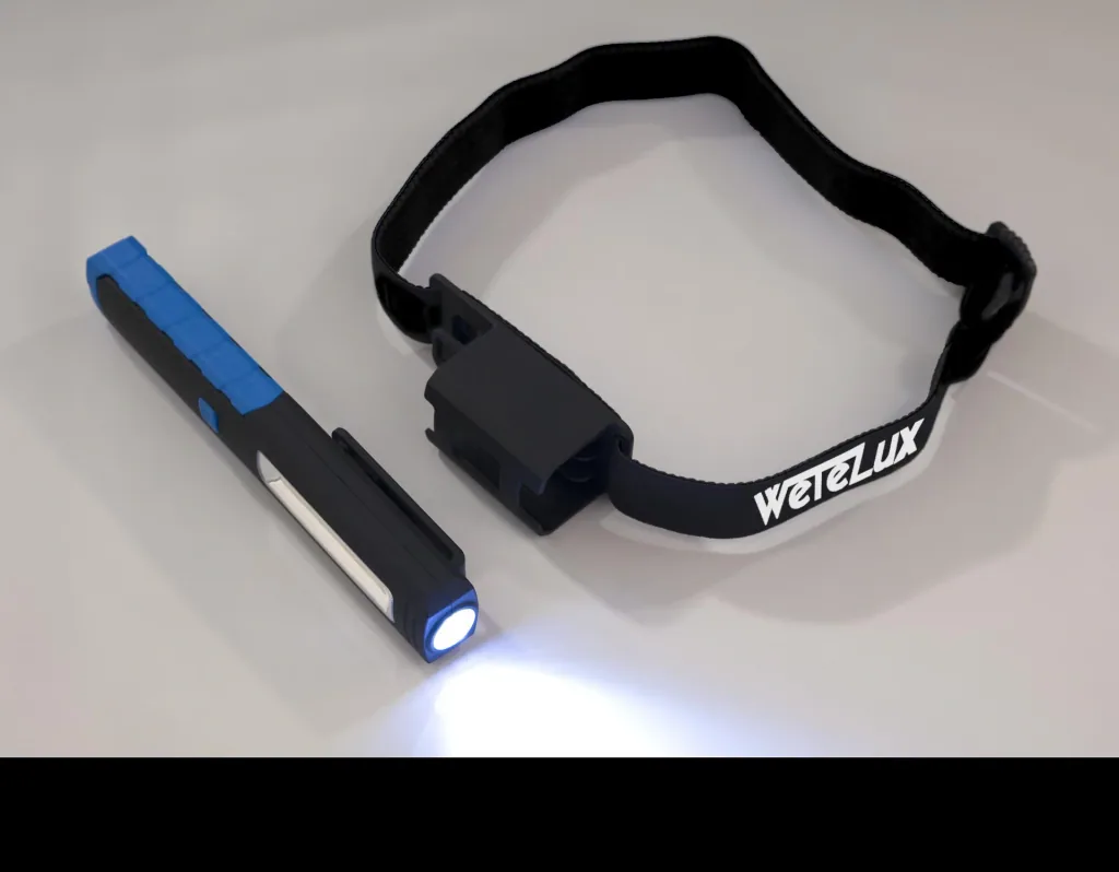 COB-LED BATTERY FLOODLIGHT with power bank + work and head light + power bank
