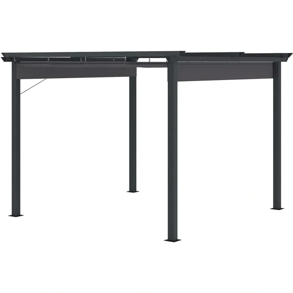 Pergola with adjustable awning aluminum gray+black 3 x 3 m