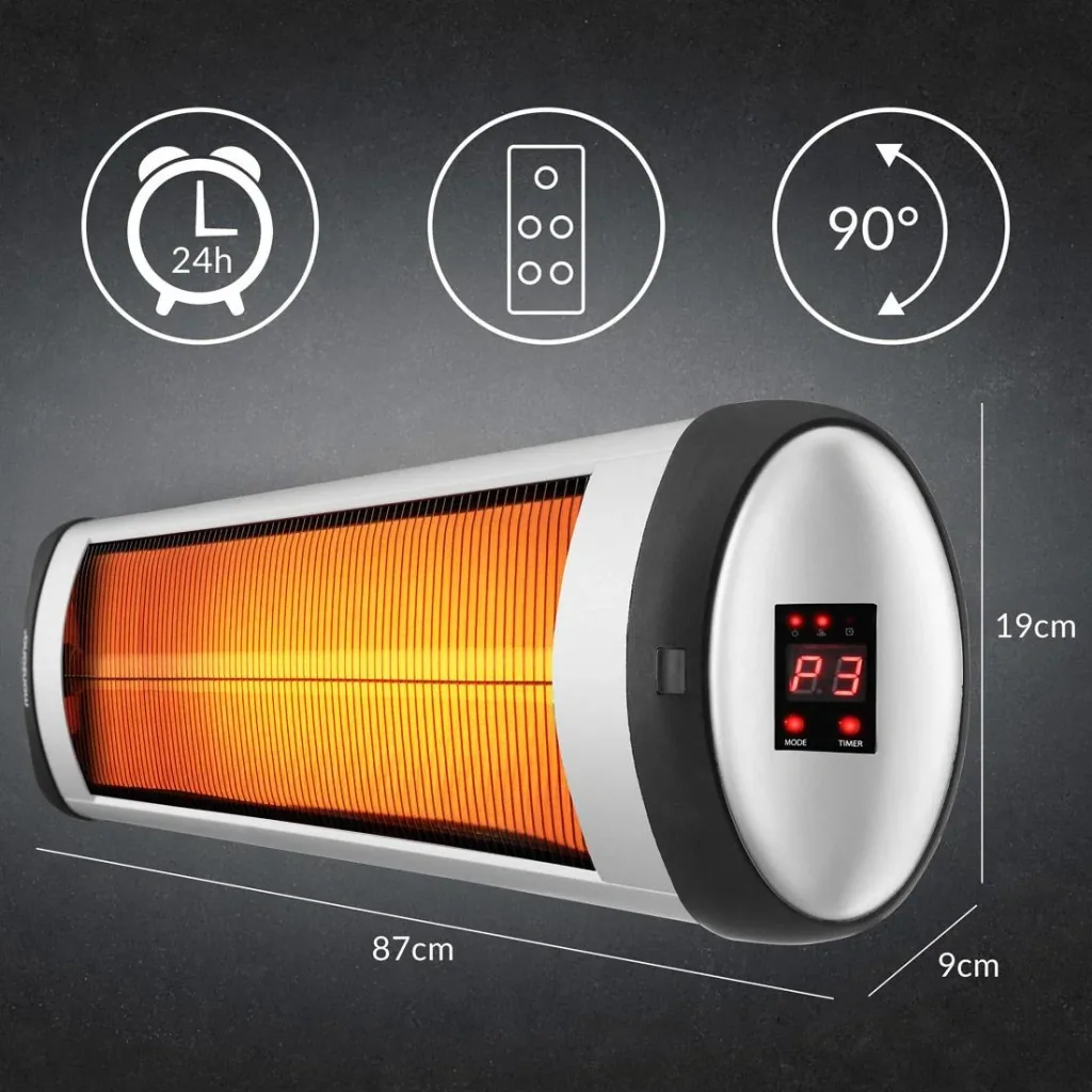 TRESKO infrared heater 2500W silver with remote control