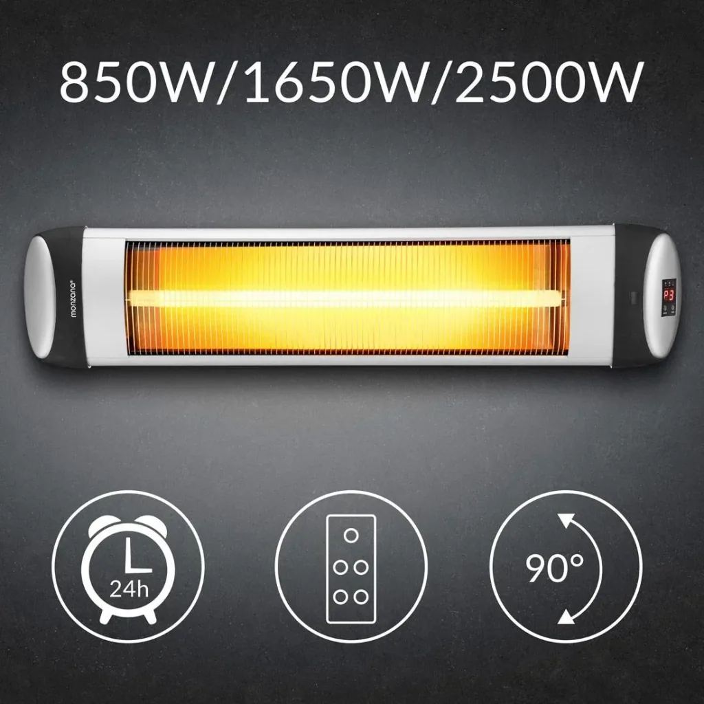 TRESKO infrared heater 2500W silver with remote control