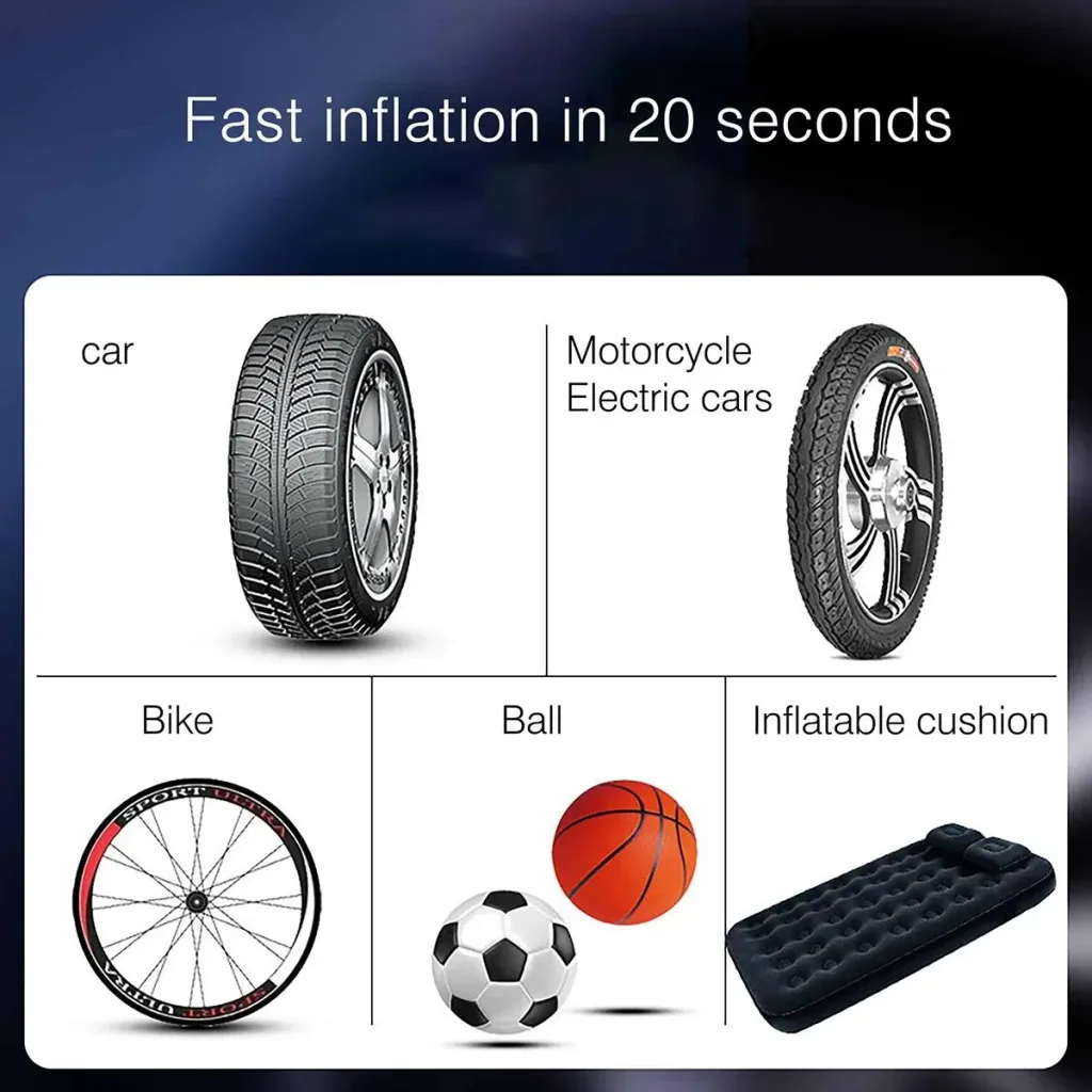 Pure4u CAR2 Portable Compressor - Electric Tire Pump - USB Rechargeable - LED - Power Bank