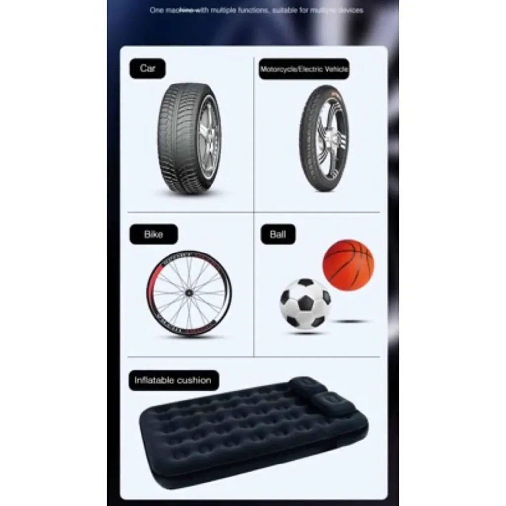 Pure4u CAR2 Portable Compressor - Electric Tire Pump - USB Rechargeable - LED - Power Bank