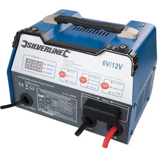 Automatic battery starter/charger, 12 A, 6/12 V 8 - 180 Ah capacity
