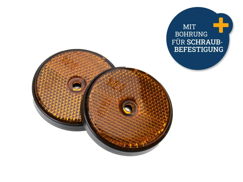 Reflector, orange, round, 2 pieces