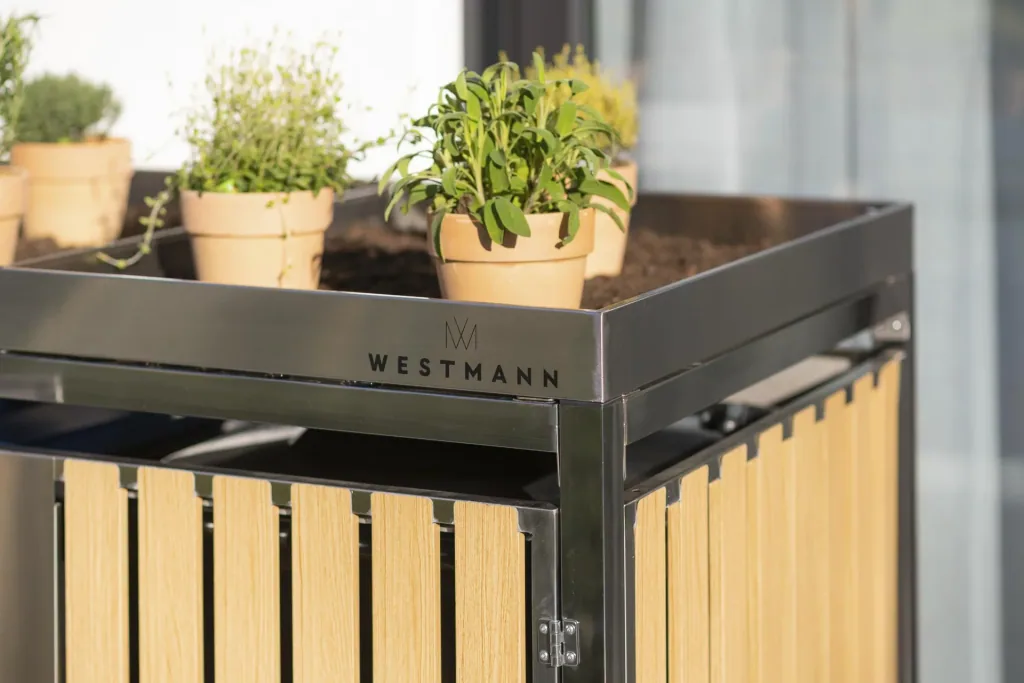 Garbage can box 2-compartment 240 liters stainless steel