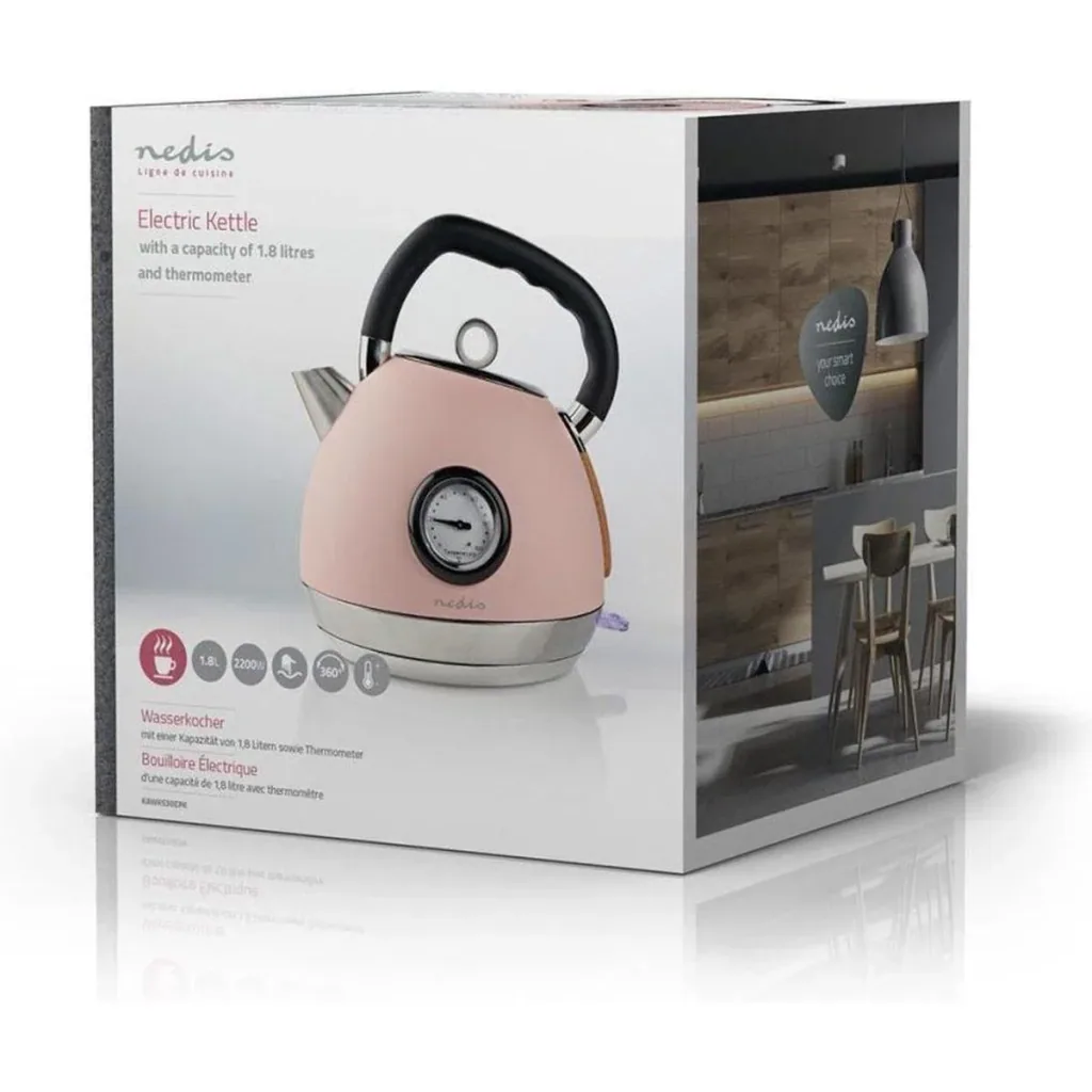 Nedis Kettle - 1.8L - 2200W - Soft-Touch - Pink