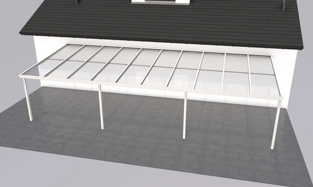 Patio roof Premium, white, 10140 x 4060 mm - 10 mm laminated safety glass (VSG)