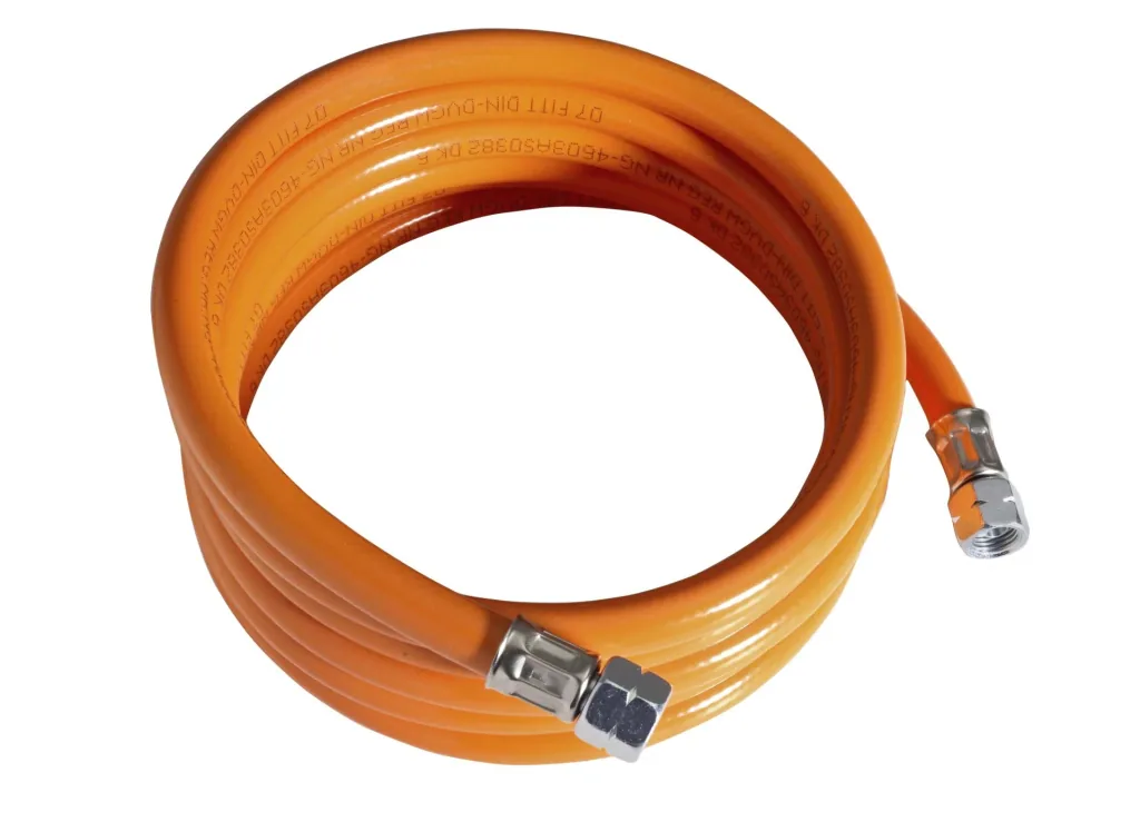 Medium pressure hose 800 mm, for propane/butane, DIN-DVGW, R 1/4 left on both sides.