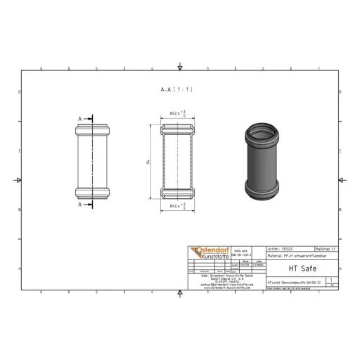 HTsafeU Überschiebmuffe DN/OD 32 - Afvoermof voor HT Buis 32mm