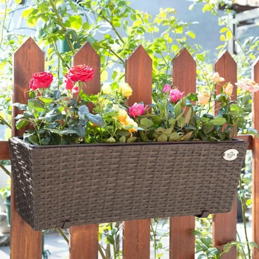 Polyrattan planter - set of 2 - brown