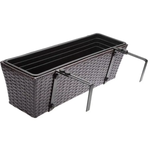 Polyrattan planter - set of 2 - brown