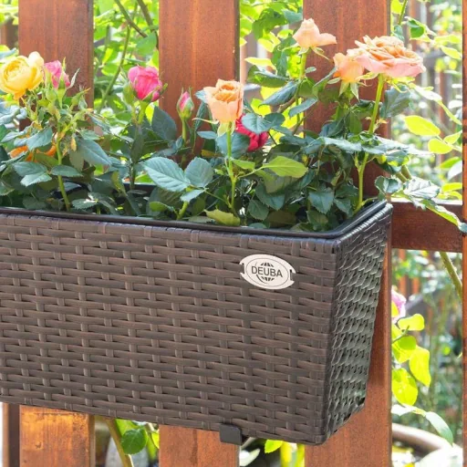 Polyrattan planter - set of 2 - brown
