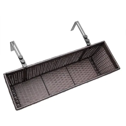 Polyrattan planter - set of 2 - brown