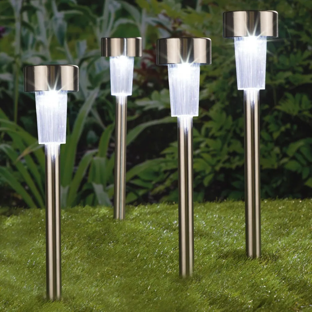Solar lamp with ground spike, set of 4